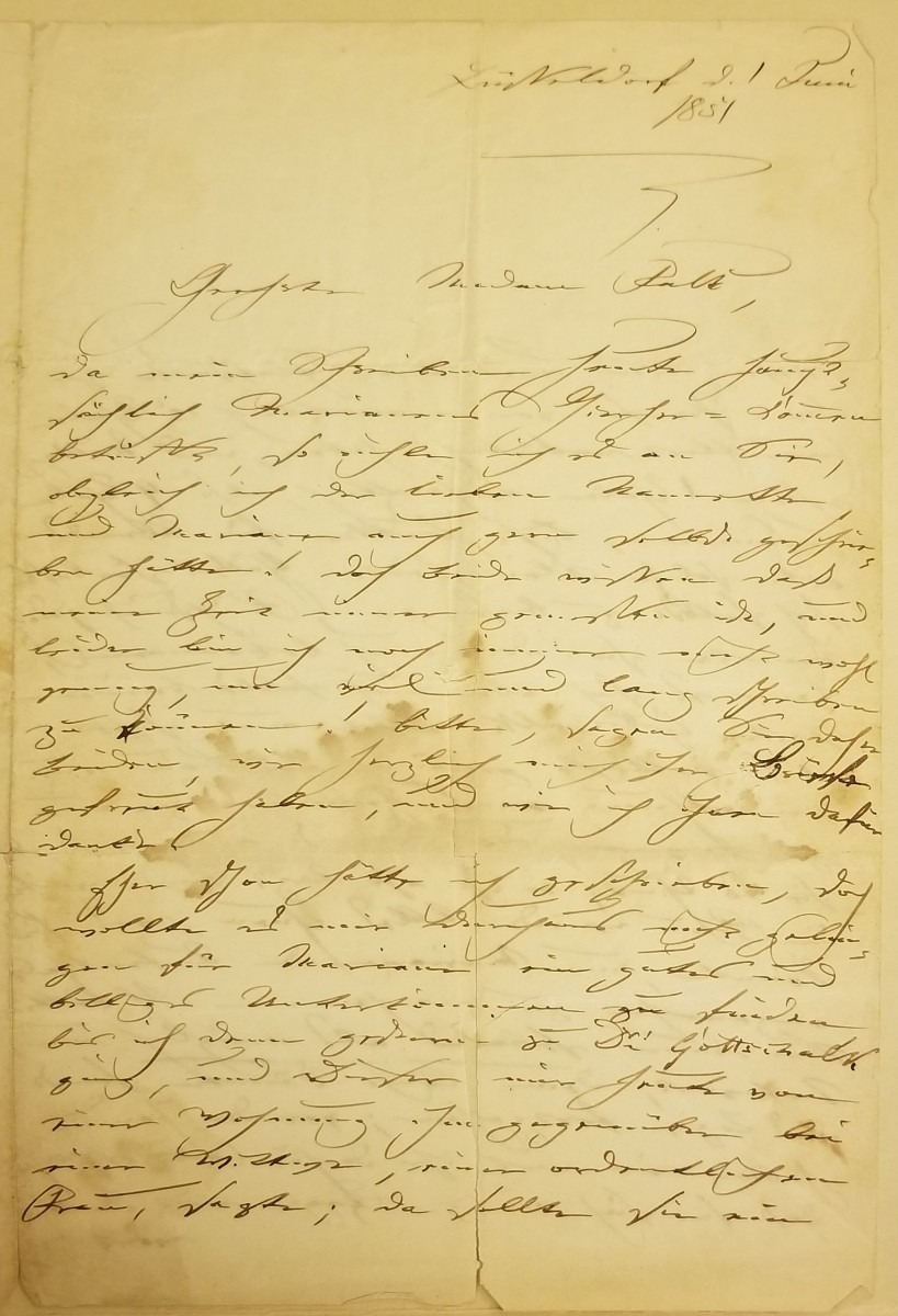 Letter written by Clara Schumann
