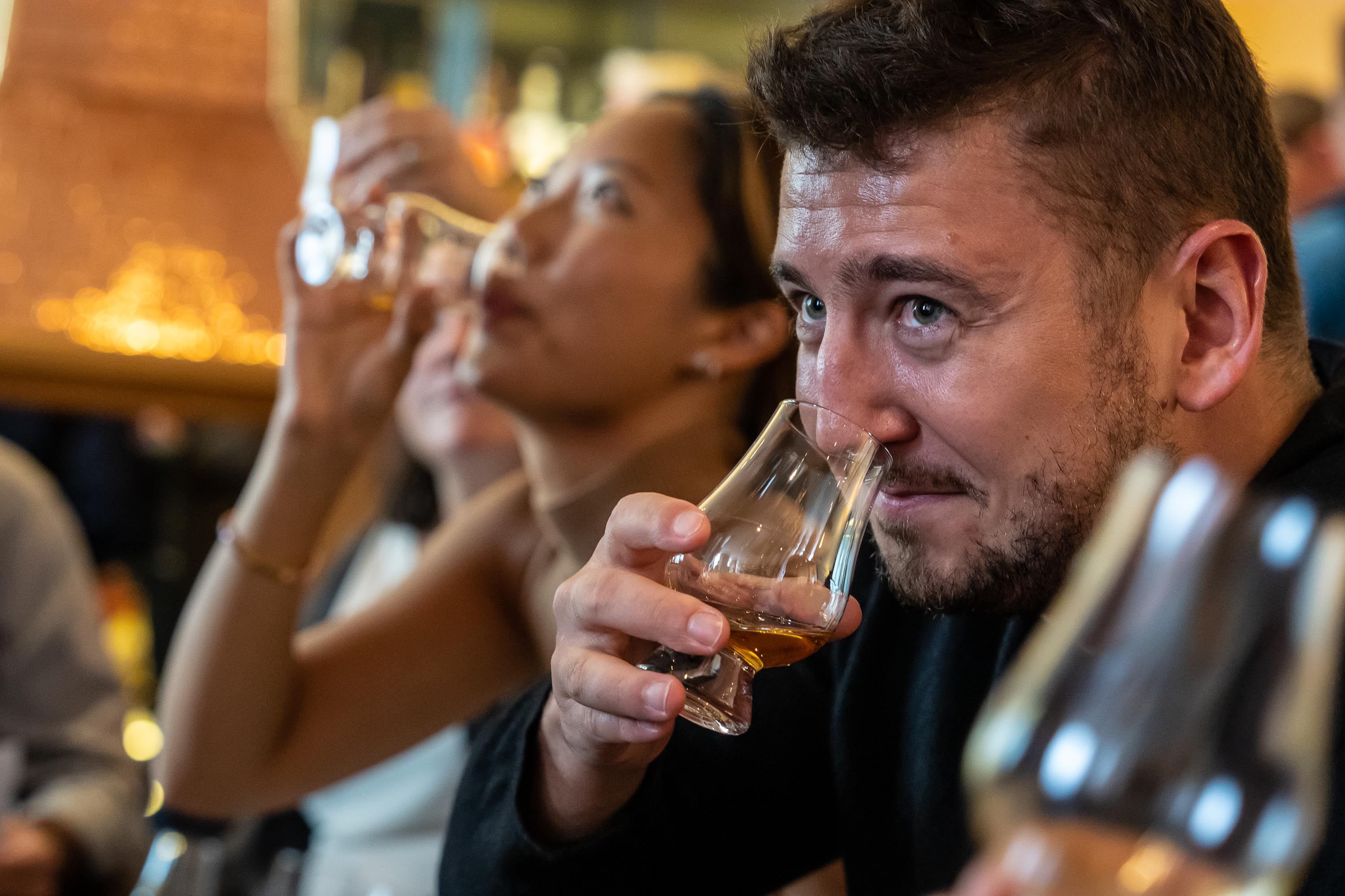 Principal Oboe Philippe Tondre and his girlfriend were among those at the Scotch Whiskey Experience