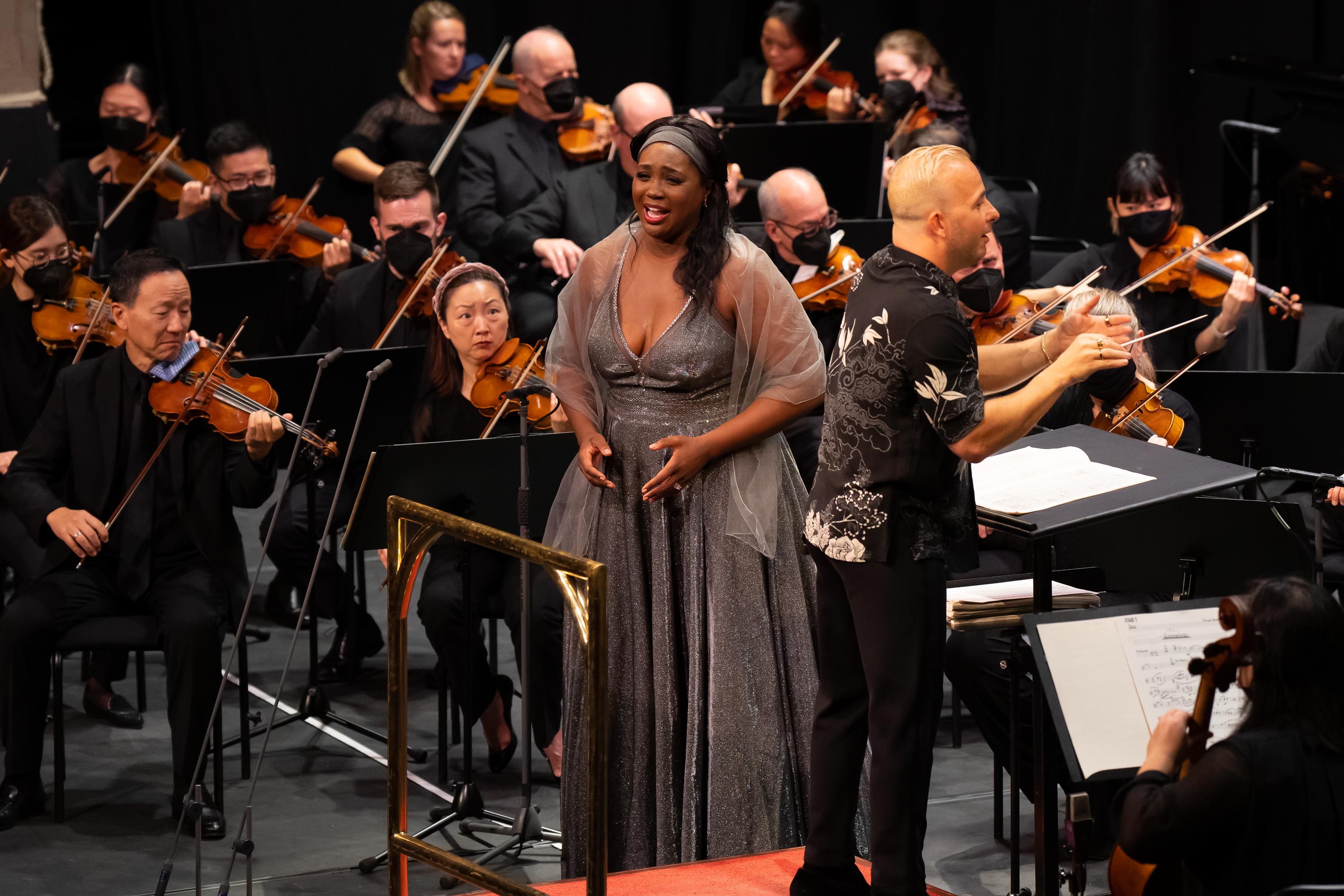 Angel Blue, Yannick, and the Orchestra performing the Gershwin