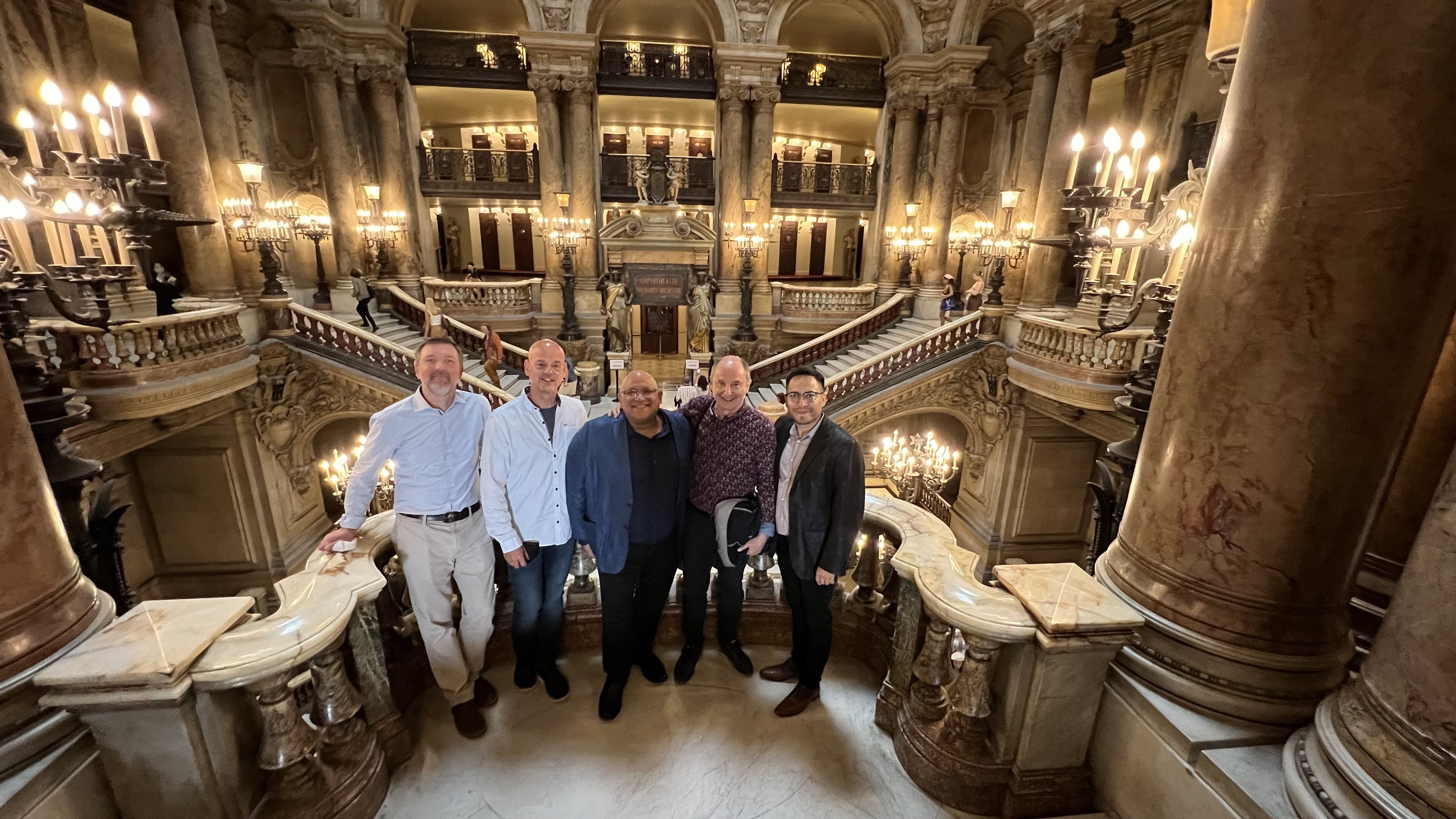 The Orchestra’s clarinet section (l to r: Associate Principal Clarinet Samuel Caviezel, bass clarinet Paul Demers, Principal Clarinet Ricardo Morales, and Socrates Villegas) met up with Philippe Cuper (second from right), principal clarinet of the Opera National de Paris Orchestra