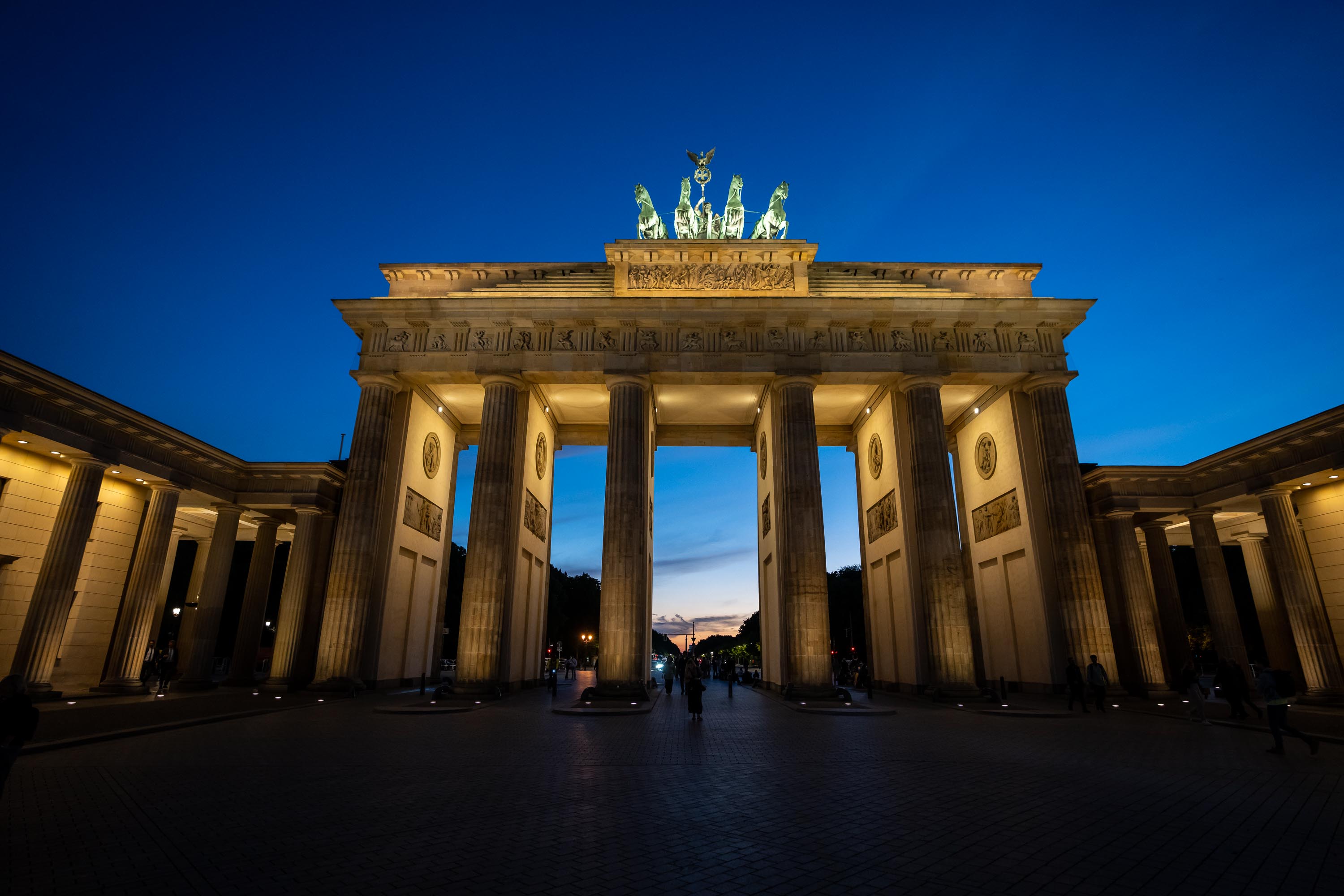 The iconic Brandenburg Gate at twilight