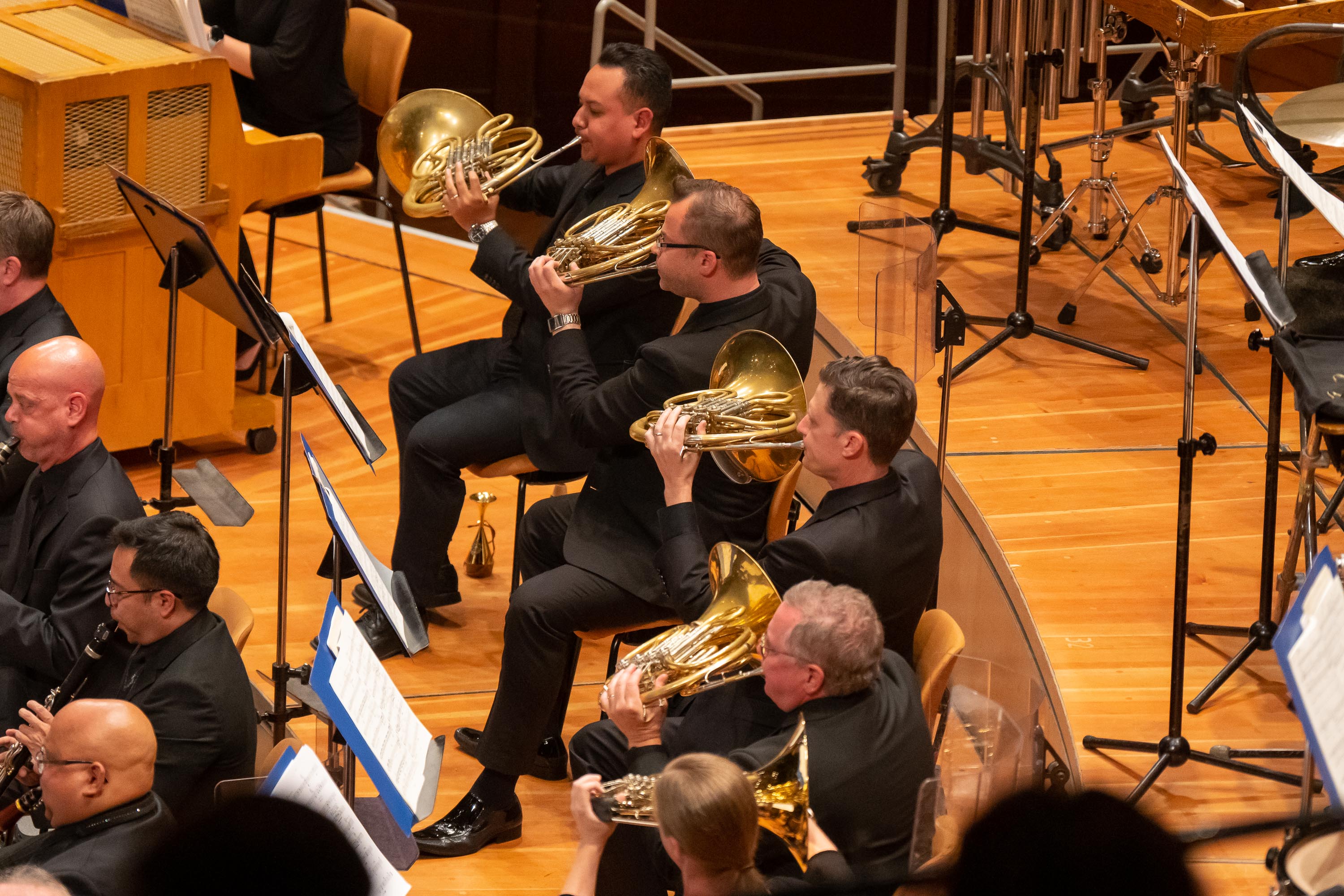 The horn section gets to shine during the Szymanowski