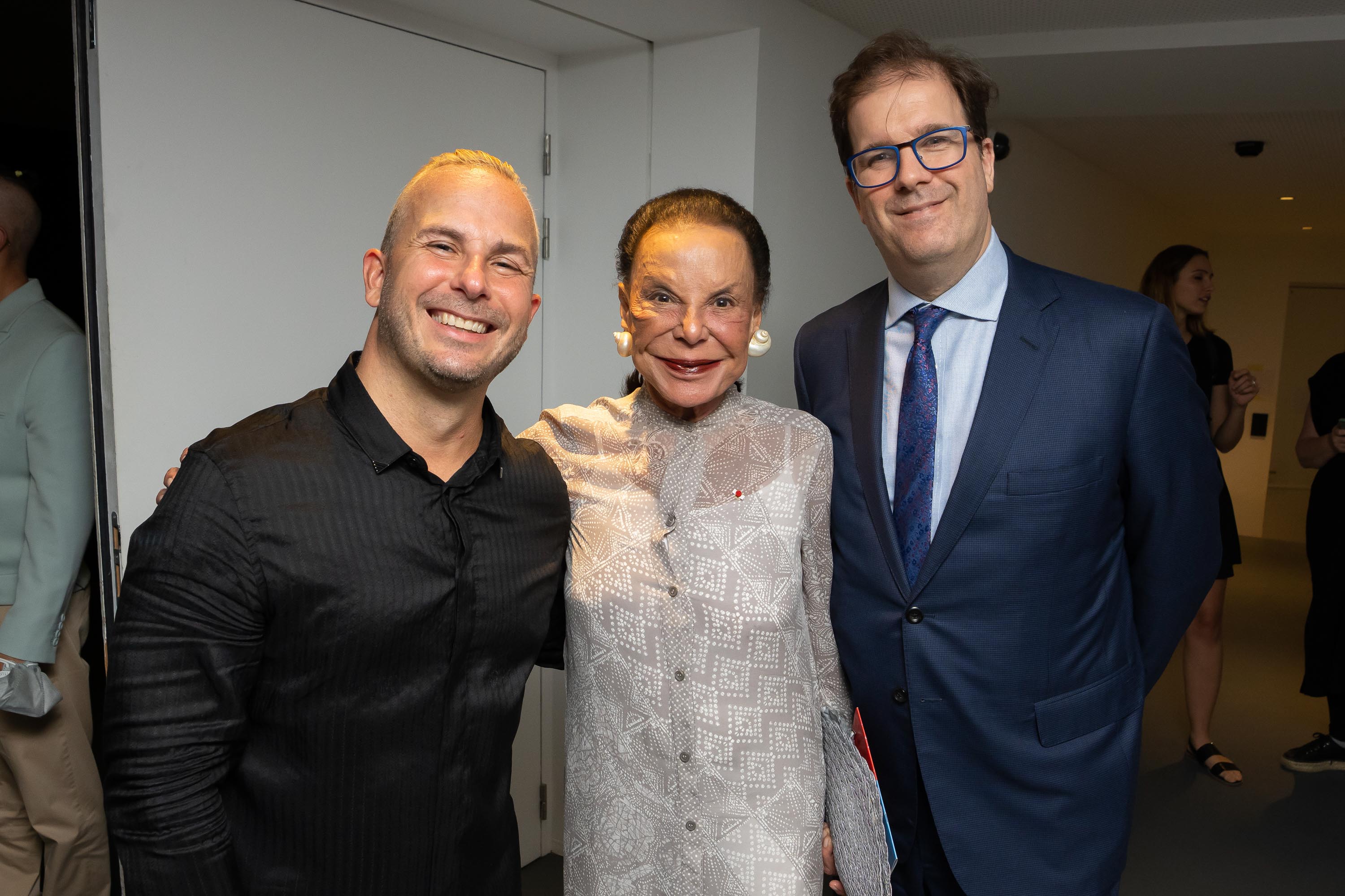 Yannick and Philadelphia Orchestra and Kimmel Center, Inc., President and CEO Matías Tarnopolsky pose backstage with Judith Pisar