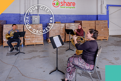 Philadelphia Orchestra musicians at the Share Food Program